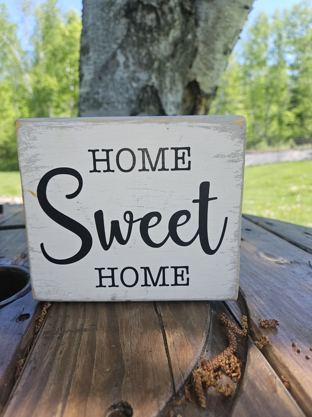 Home Sweet Home Rustic White Decorative Block Sign